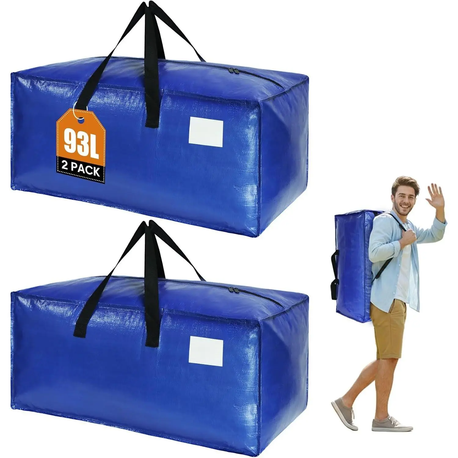 2 Pack Moving Bags Heavy Duty with Backpack Strap,25 Gallon Capacity | , Reinforced Handles, Sturdy Zippers, Storage, Alternative to Moving boxes, College Dorm Moving Essential