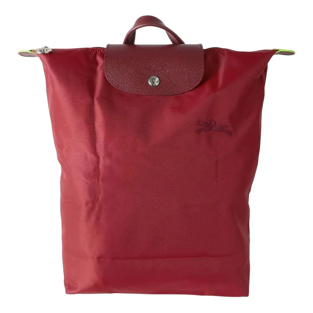 Longchamp Logo-Embossed Nylon Backpack for Men and Women, Unisex Style in Pomegranate Red