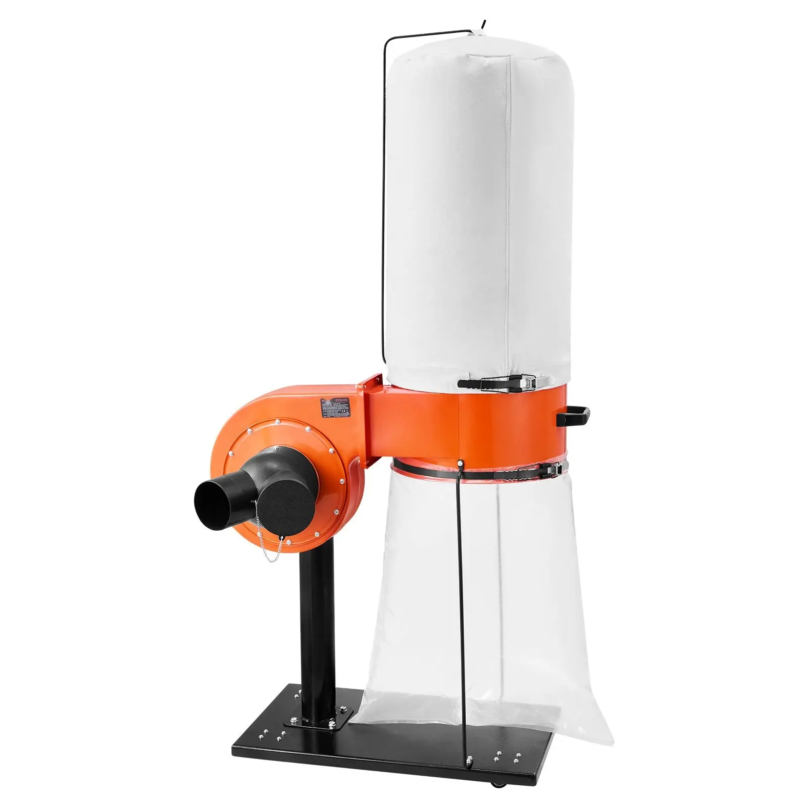 Dust Collector System: 800 CFM, 2.5 Micron Vortex Cone Filtration, 1 HP Motor, Sawdust Collection Unit with 16-Gallon Large Capacity Dust Bag, Filter Bag, Casters, and 3400 RPM High Speed