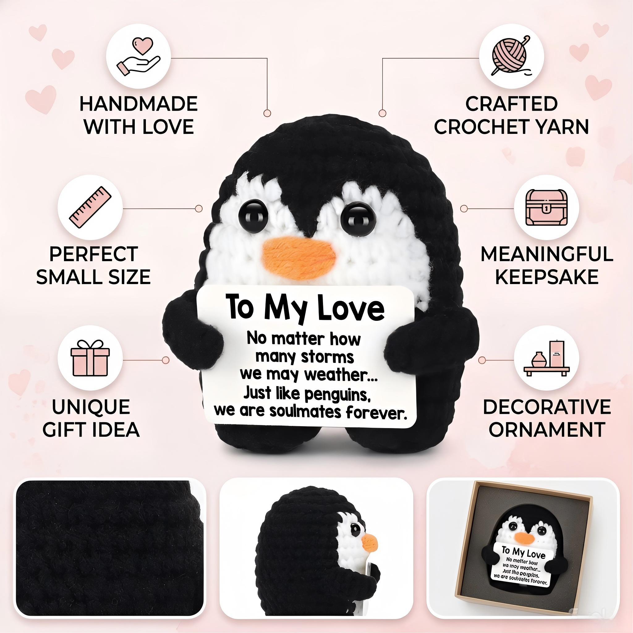 Handmade Emotional Support Penguin Plush Stuffed Animal,Exquisite Crochet Craft Soft Skin-Friendly,Christmas Presents Holiday Gifts,Birthday Gifts For Women Men Him Her,Teacher Appreciation Gifts,Desk Decor Bag Charm Baby Photo Props Party Decor