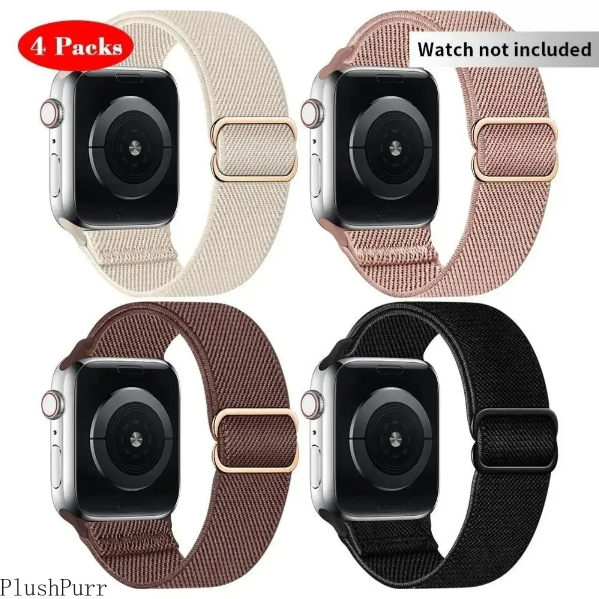 4-Pack Stretchy Elastic Nylon Sport Watch Bands, Adjustable Breathable Accessories for Men & Women, Fits 38mm-49mm Smartwatches (DIY Bag Accessories), Smartwatch Accessories tiktokshopbacktoschool