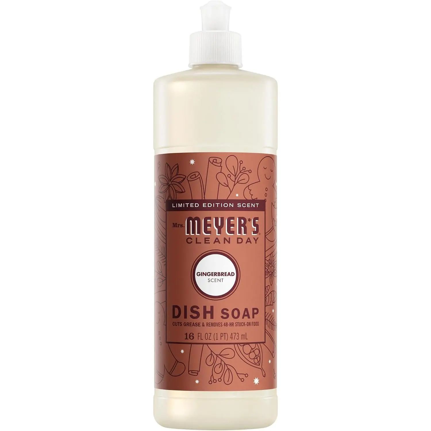 Liquid Dish Soap, Limited Edition Gingerbread Scent, 16 Ounce Bottle | Cuts Through Grease, Removes 48-Hour Stuck on Food, Cruelty Free, Made with Essential Oils and Aloe Vera Extract