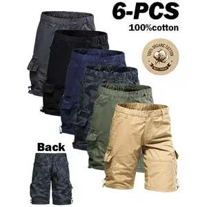 6PCS-men' s cargo pants, tactical men' s shorts,men' s shorts with multifunctional pockets, suitable forgolf and outdoor activities, men' s hiking shorts, wear-resistant, wrinkle-resistant, breathable shorts