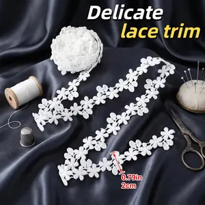 Elegant Water-Soluble Lace Embellishments, Cute Floral Leaf Embroidery Ribbon, 0.9 Inch Wide, DIY Sewing Supplies, Fashion & Home Decor