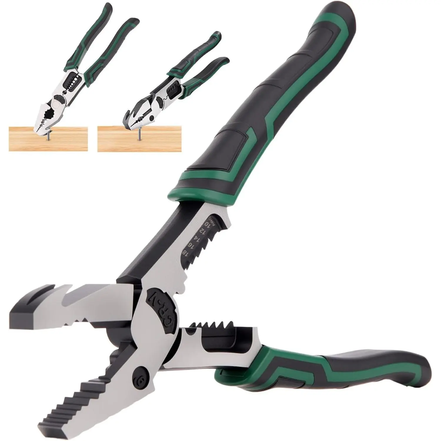 Heavy Duty Lineman Pliers,7-in-1 Multi-Tool with Wire , ,Stripper &  Puller | 9"CRV Steel Combination Pliers for Gripping, , Stripping, Hammering | Multipurpose Hand Tools