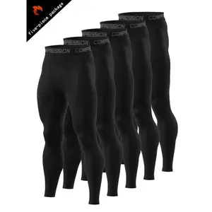 5pcs Men's High-Performance Compression Leggings - Breathable, Quick-Dry, Stretchy Polyester/Elastane Blend, Soft & Durable for Running, Gym, Sports & Training - Red, Workout Leggings