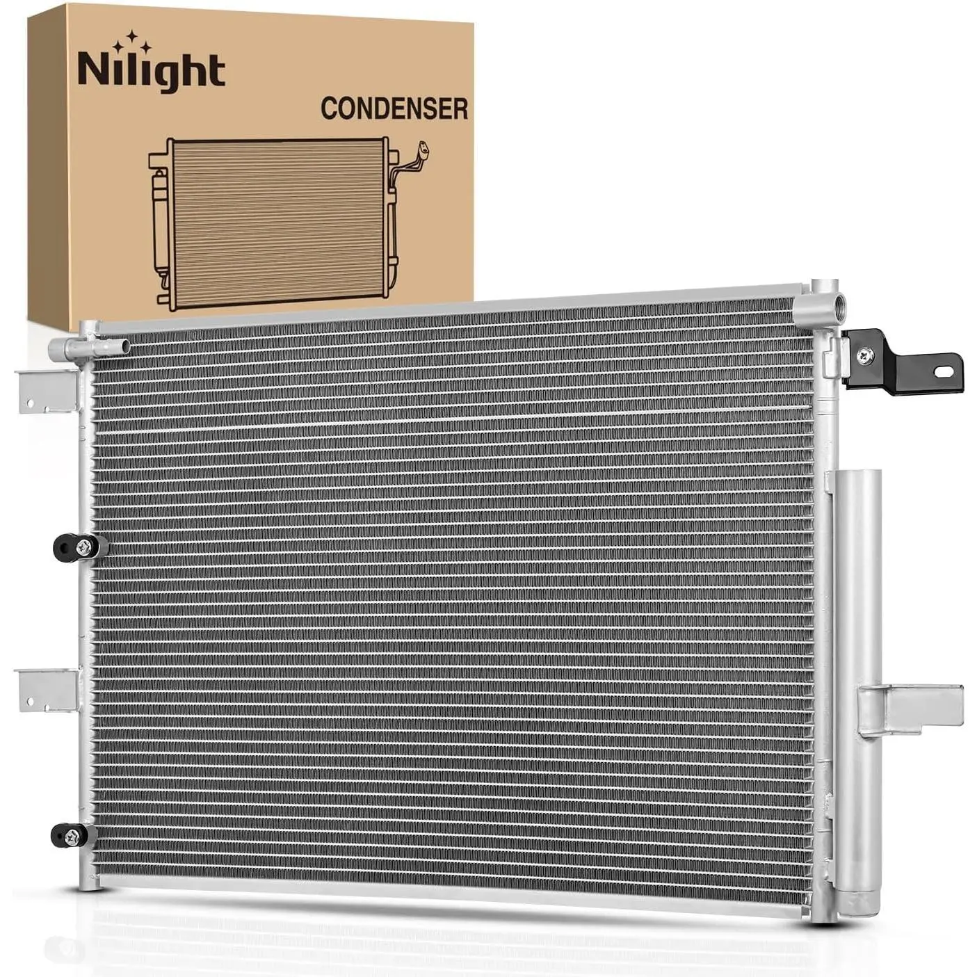Nilight Aluminum AC Condenser with Receiver Drier - 1 x Unit, 100% Leak Testing, 2mm Thick Fins - Compatible with Ford Edge V6 3.5L/3.7L 2011-2014, Lincoln MKX 2011-2015 - Replaces# 3894, ACA84587, BT4Z19708B, HVA00209, FO3030231