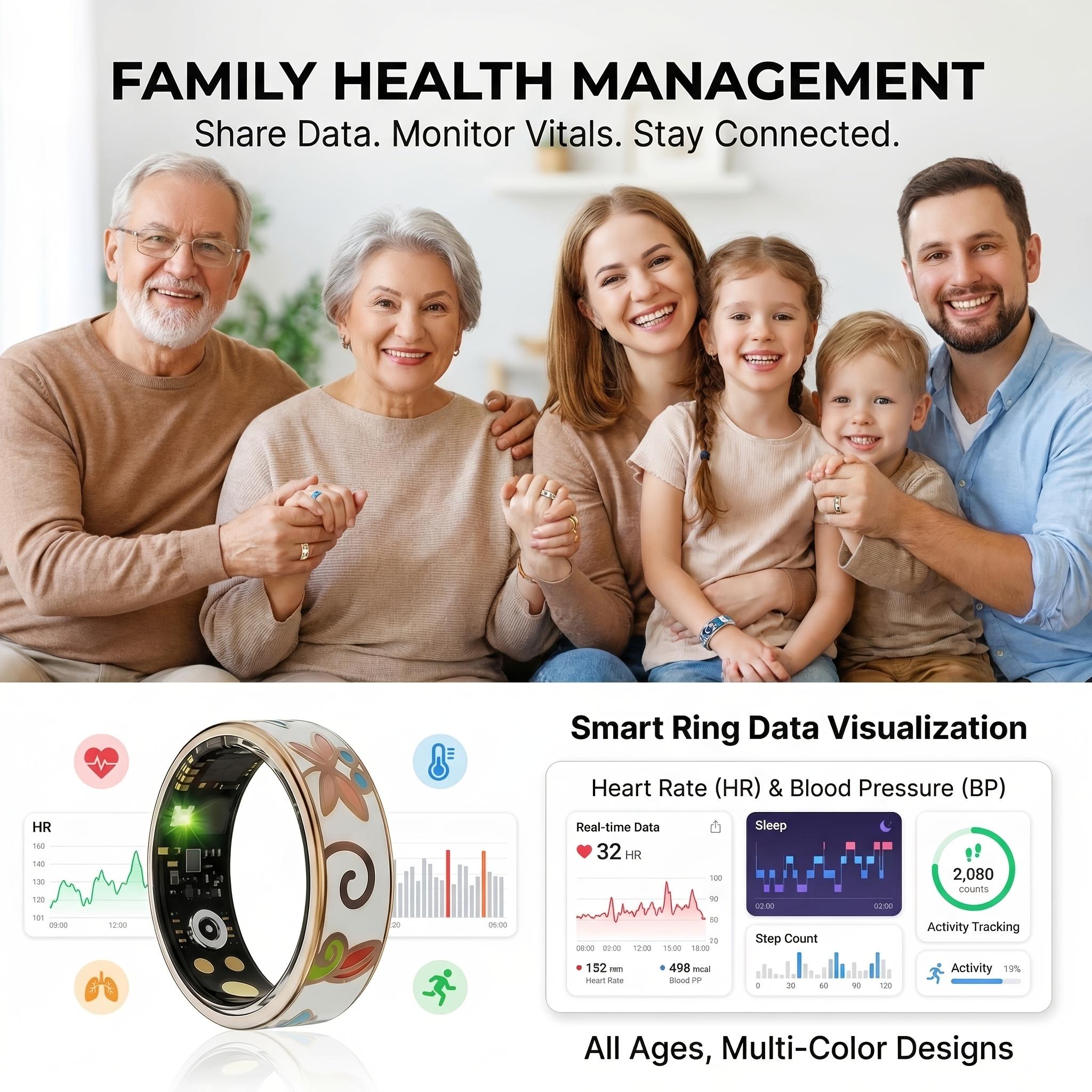 Women'S Smart Ring: Fitness And Sleep Tracker, Step Counting Distance Monitoring Calorie Tracking Various Exercise Modes, Charging Cradle And Magnetic Charging. Stylish Engraved Design Compatible with Both IOS And Android. Perfect Gift for a Loved O