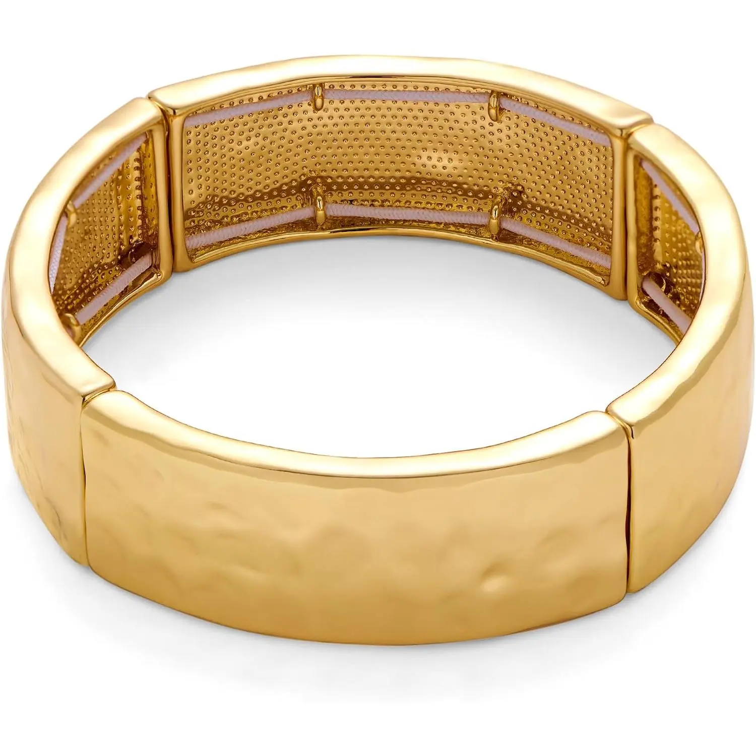 Chunky Hammered Bangle Bracelets for Women Wide  Stretch Bangles Bracelet Boho Elastic Adjustable Statement Bracelet
