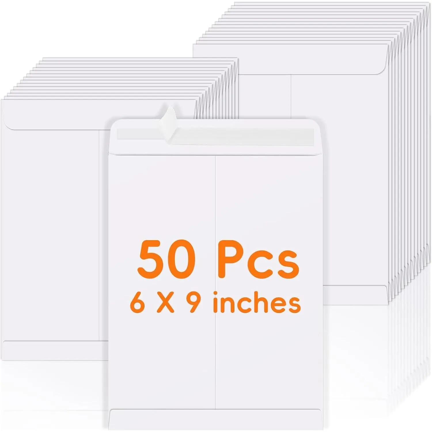 50 Pack 6x9 Self Seal Envelopes, White Catalog Mailing Envelopes & 6x9 Manila Envelopes for Mailing, Organizing, Storage, Home, Office Business(Gift)