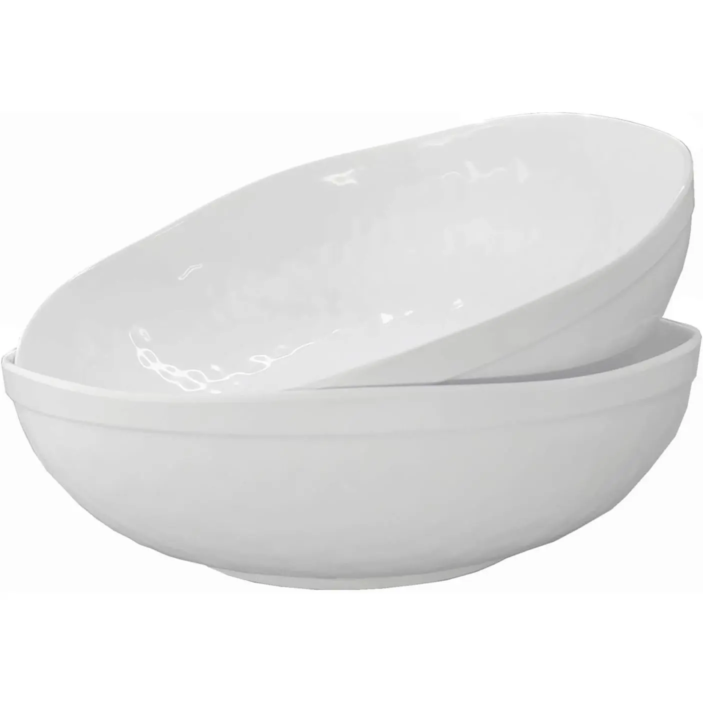 2Pcs 12 Inch Large 100% Melamine Serving Bowls, White Salad & Mixing Bowls, Break-Resistant, Dishwasher Safe, BPA Free