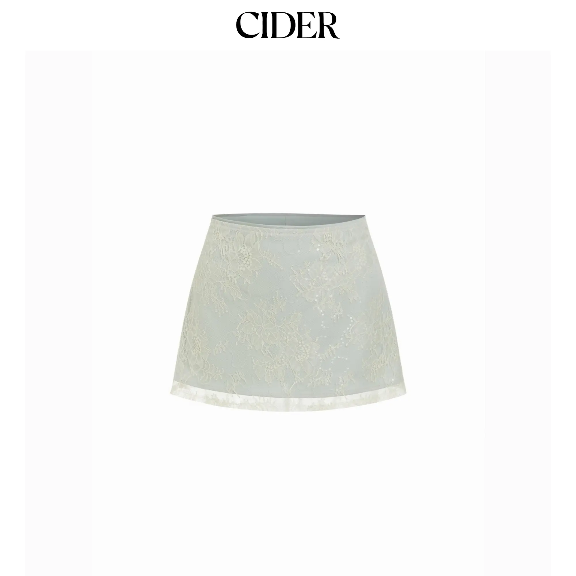 Cider Cotton Low Rise Floral Jacquard Lace A-line Mini Skirt