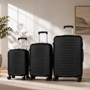 ARCH 3-Piece ABS Shell Hardside Luggage Set, 20-inch/24-inch/28-inch Suitcases with Password Lock, 360° Spinner Wheels, Lightweight Travel Bags (25.35 lb, 30.31 l x 21.26 w x 11.81 h in) for Business & Vacation Trips, Acacia Wood/Antique Black Options