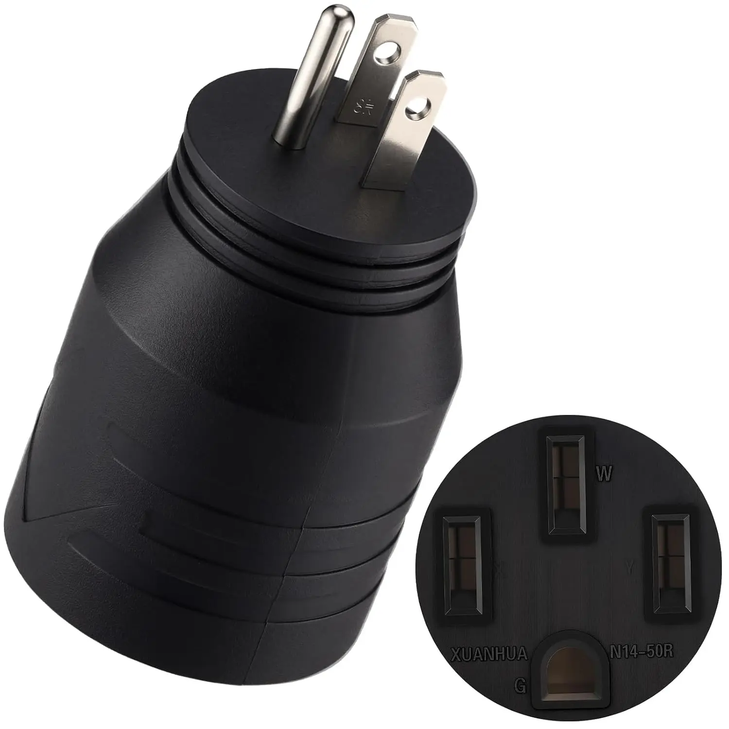 NEMA 5-15P to 14-50R 50 Amp to 15 Amp 110  RV Adapter, 3 Prong to 4 Prong RV Power Adapter 15A Household Male to 50A Female Electrical Converter for  Camper