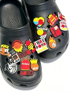17PCS Basketball Pattern MVP Shoe Accessories, DIY Shoe Charms Holey Shoes Button Sandals Decor, Fit For Children and Adults, All Seasons