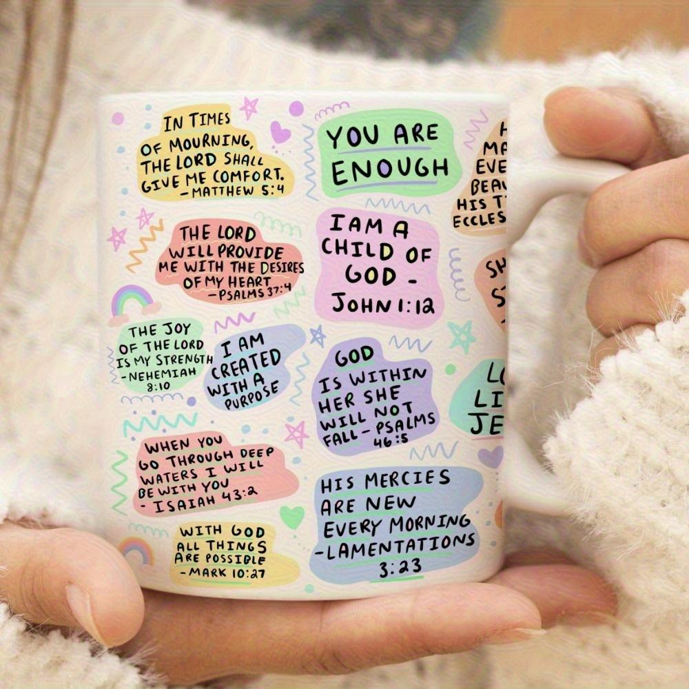 My Daily Christian Mug 15oz with Bible Verse and Scripture for Christmas & Halloween Birthday Gift Jesus Christ Bible Positive Ceramic Classic Beverage Cup