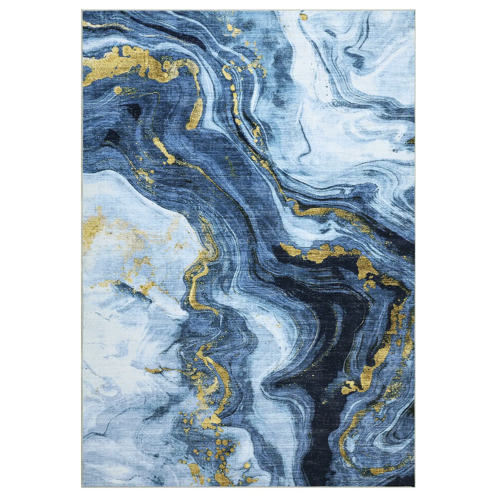 Modern Abstract Area Rug - Neutral Marble Twist Design - Mark-Resistant Low Pile Carpet - Soft Contemporary Floor Cover for Living Room, Bedroom, or Office