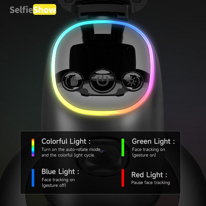 SelfieShow AI Intelligent 360° Tracking Gimbal, Tripod Stabilizer, 1 Count USB Rechargeable Selfie Stick with Mount, Selfie Accessories for Phone, Camera, Vlog, Live Streaming