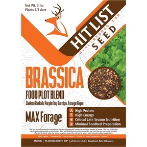 Food Plot Seeds for Deer Annual Mix - Daikon Radish, Purple Top Turnips, Forage Brassica Fall Planting - 3 lbs (1/2 Acre)