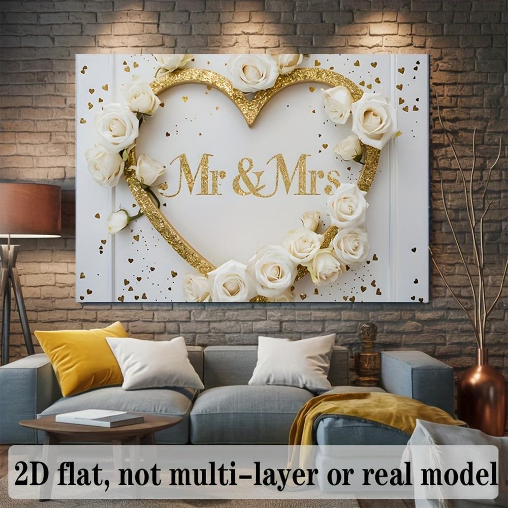 Mr & Mrs Wedding Background Decoration 2D Flat Banner Polyester Photo Props for Home Room Wall Party Decor Supplies Gift