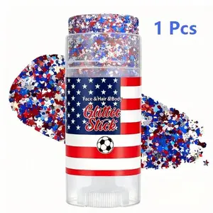 4th of July Glow Sticks - Red, white, and blue body and hair glitter, suitable for Independence Day parties and holiday events