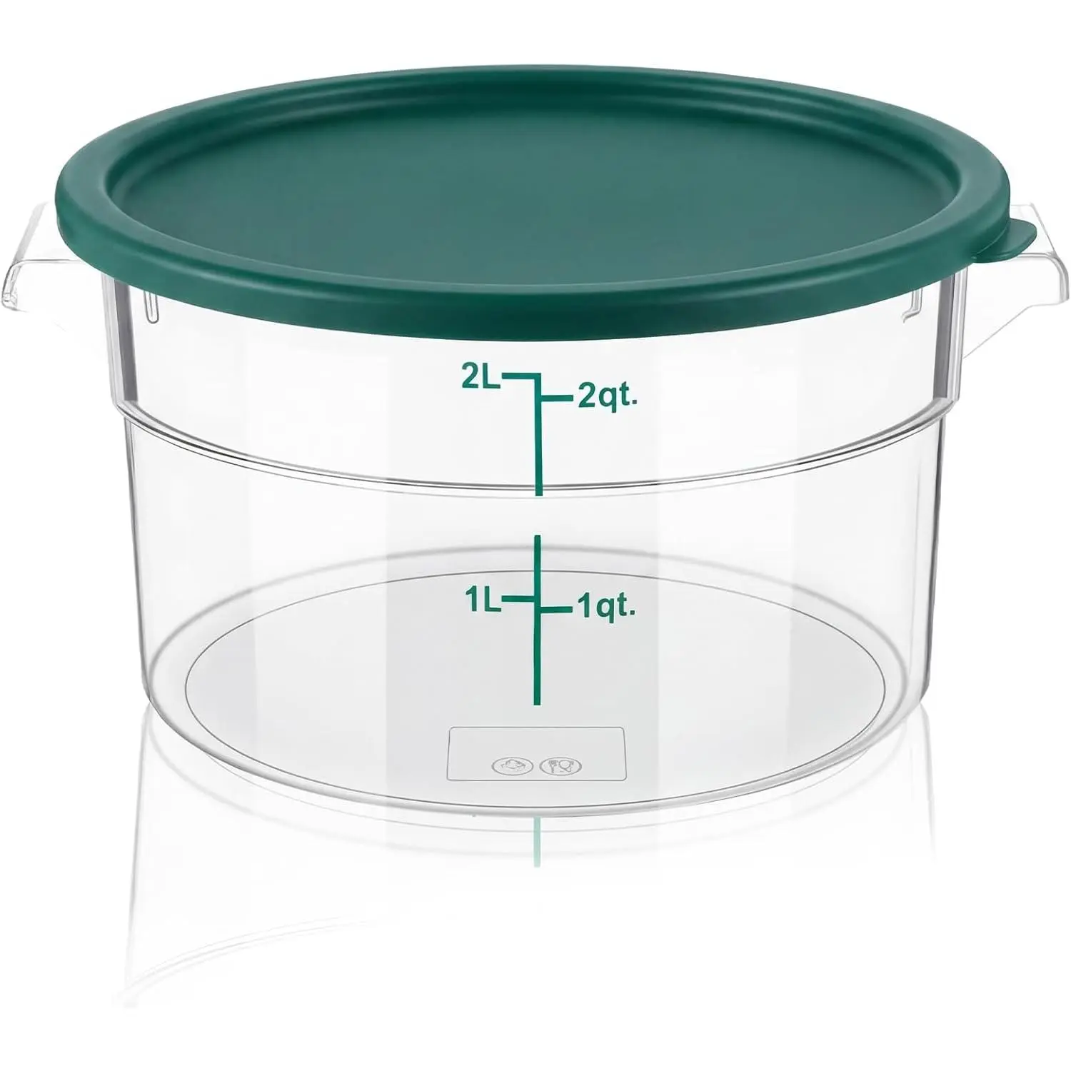 1 count 2 Qt Clear Round  Storage Container with Lid, Dough Proofing Bucket Clear Translucent Containers with Green Scale Commercial Grade for Pizza Bread Kitchen Organization(Green)