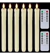 6 Pcs Window Candles with Sensor Dusk to Dawn, Ivory Electric Window Candle Flickering, Christmas Fake Candles Battery Operated, Led Candlesticks with Black Holders for Xmas Holiday Decor
