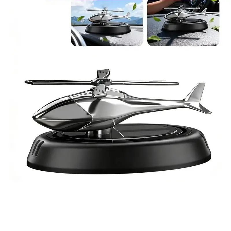 Solar driven rotary helicopter on-board air freshener, automatic rotary helicopter decorations, automobile dashboard interior decoration with fragrance sheet, used for vehicle interior decoration, durable perfume and elegant decoration