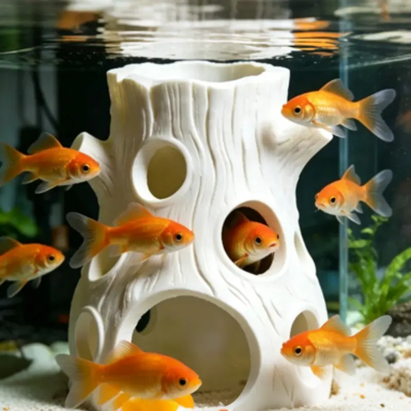 Aquarium Decorative Hideout, Fish Decorations for Tank with Holes, Suitable for Small Tropical Fish and Shrimp, Ideal for Breeding and Shelter, Aquarium Supplies