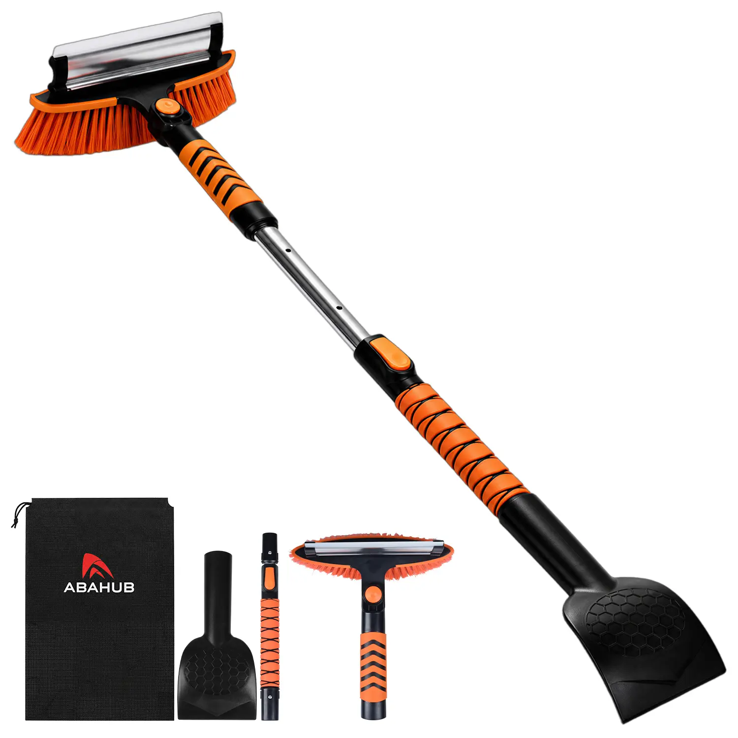 43" Ice Scraper and Extendable Snow Brush with Foam Grip 180° Pivoting Brush Head Snow Scraper for Cars, Trucks, SUVs, Vehicle