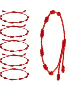 6Pcs/Set Knot Red String Bracelet for Couple Rope Braided Bracelets Protection Good Luck Amulet Success Handmade Jewelry Bracelet for Couples