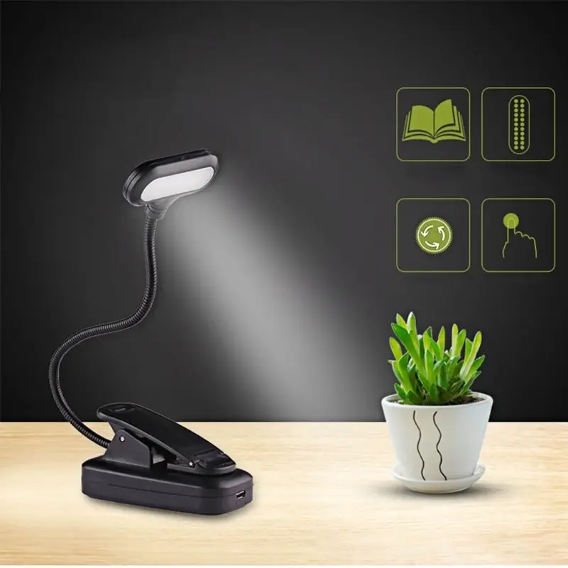 USB Rechargeable LED Clip Night Light, Mini LED Reading Lamp, Warm Clip Light for Desk, Travel, Bedroom, Bookshelf, 1pcs