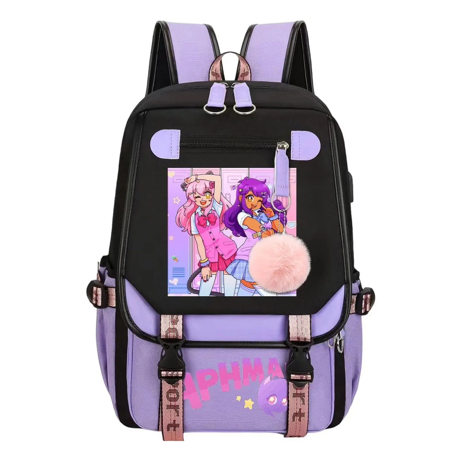 Aphmau Print Modern Cotton Linen Backpack Bag for Teen Students, Back to School Haul, Water-Resistant Durable Large-Capacity Daily Use Multi-Pocket Organizer, Ideal Birthday & Holiday Gift (11.4in × 18.1in)
