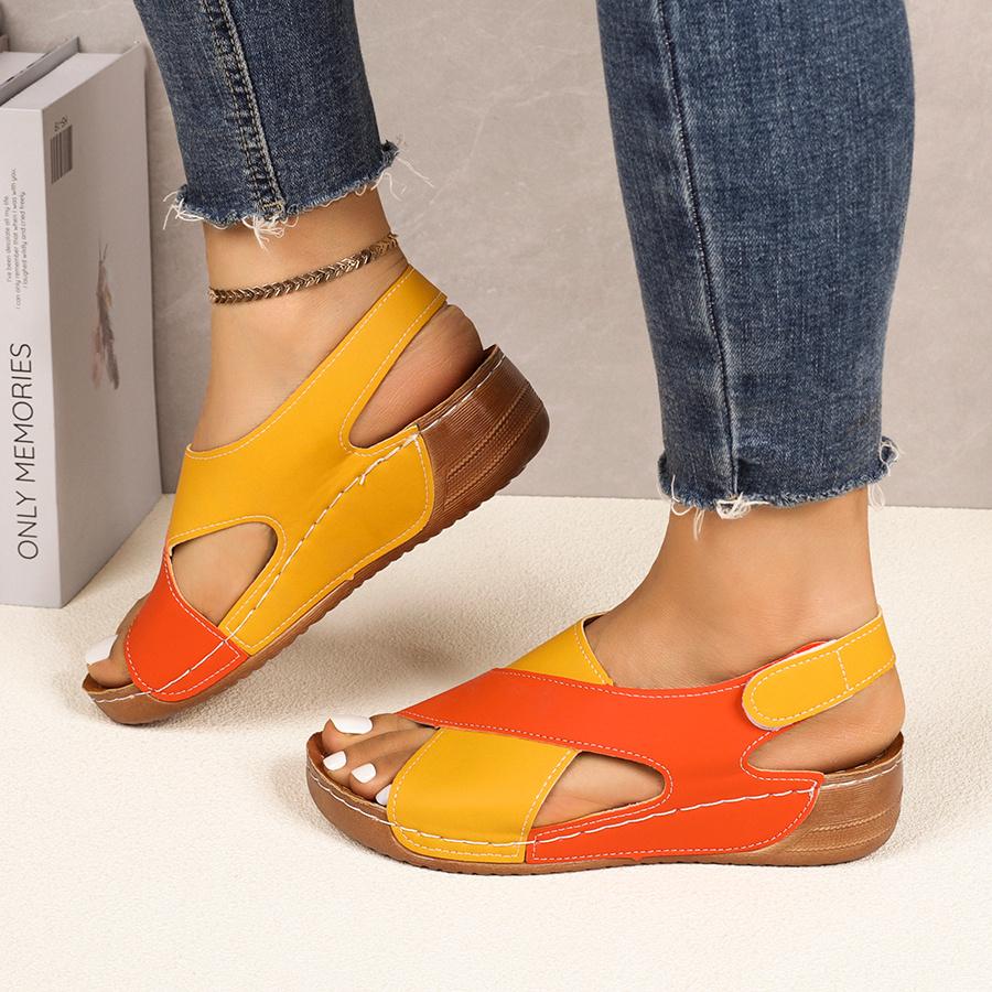 Women's Color Block Thick-Soled Sandals, Versatile Open-Toe Classic Summer Shoes, Women Shoes