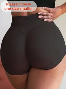 1 Count Women's Solid Color Casual Firm Tummy Control Butt Lift Fitted Shaping Shorts, Slim Fit Stretchy Bottoms, Comfortable Gentle Body Shaper Briefs, Lace Seamless High Compressing Compression Shapewear Panties, Suitable for Gift to Her & All Day Wear