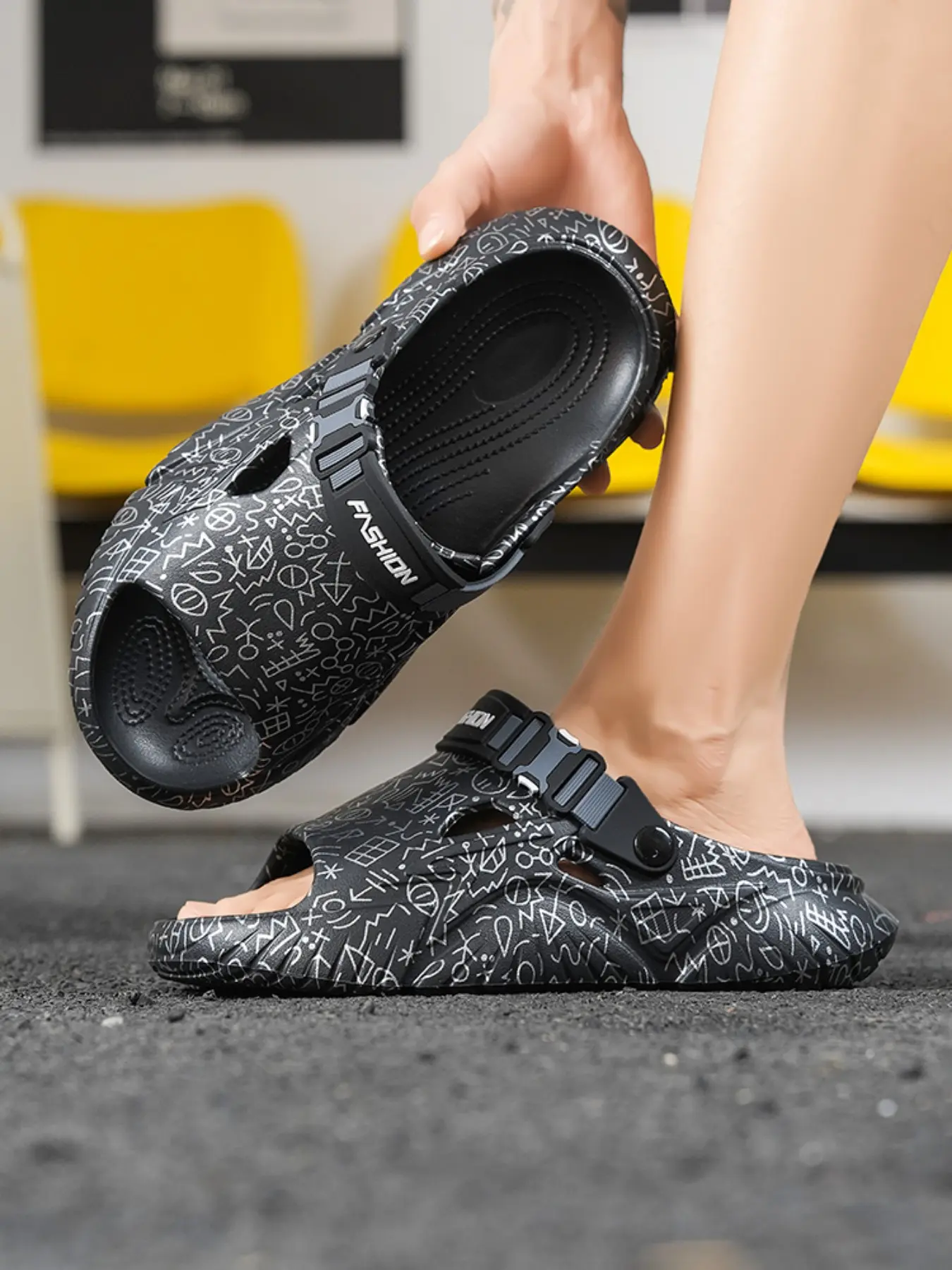 Summer Men's Eva Sandals, Slip-On Comfortable Breathable Footwear, Camouflage Indoor Home Beach Shoes, Non-Slip Design