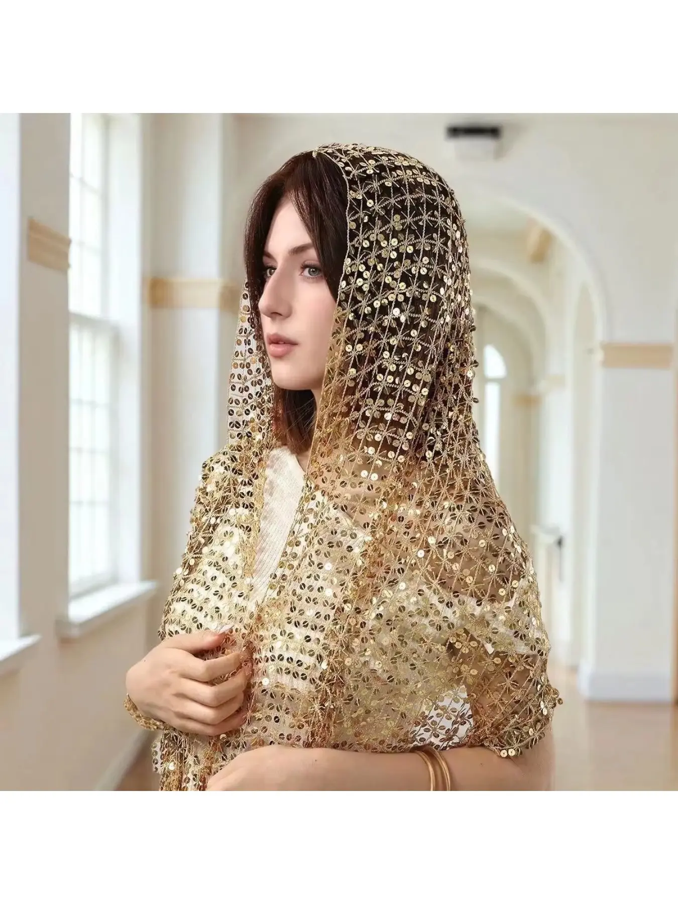 Sequin tassel embroidered shawl, for party, evening gown, cheongsam, lightweight soft adjustable, versatile comfortable, Sheer Shawl for Evening Dresses