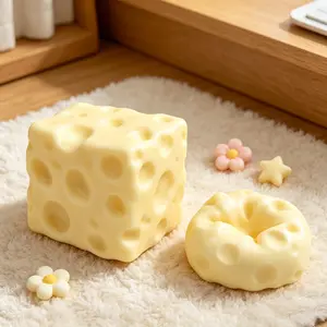 Giant Cheese Squishy - Yellow Moldable Stress Relief Fidget Toy with Squeeze Feature, Ideal for Play and Relaxation, Non-Rebound & Slow Rebound Options, Giant Squishy