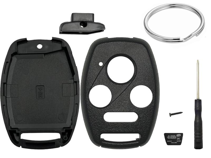 2 Pack Key Fob Shell Replacement for Honda Accord 2003-2012 / Civic EX 2006-2013 / Pilot 2009-2015 / CR-V 2005-2006 4 Button Car Keyless Entry Remote Control Key Fob Case Cover - NO Cutting Require