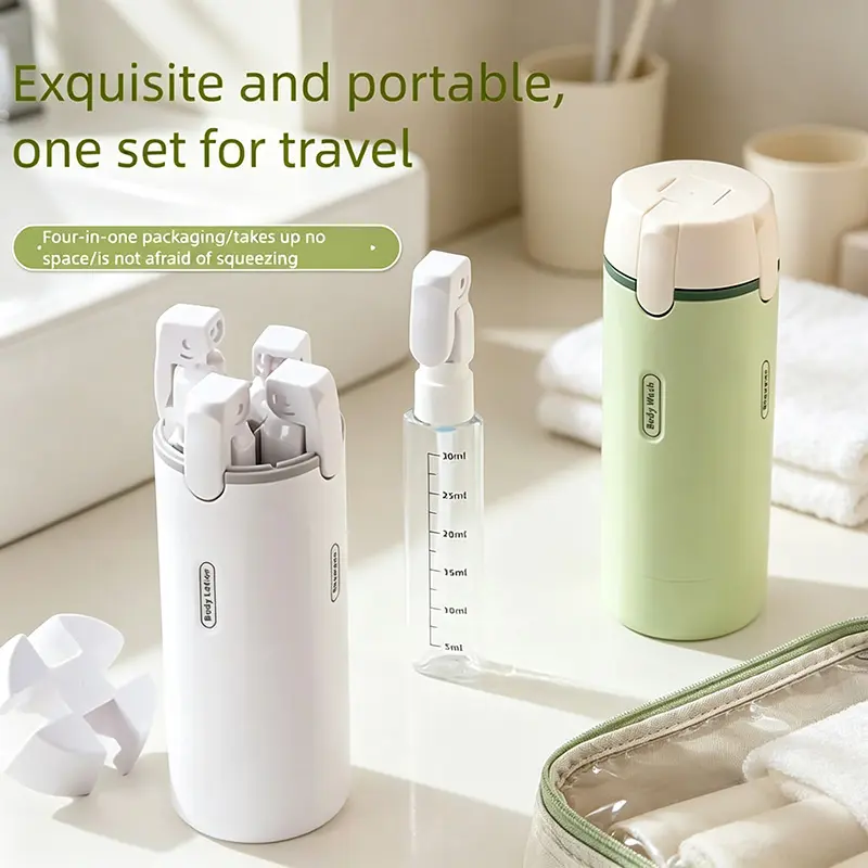 4-in-1 Travel-Ready Plastic Soap Dispenser Storage Bottle, Home & Bathroom Supplies with 4-in-1 Function, Friendly Plastic Build, Compact Form for Easy Carrying
