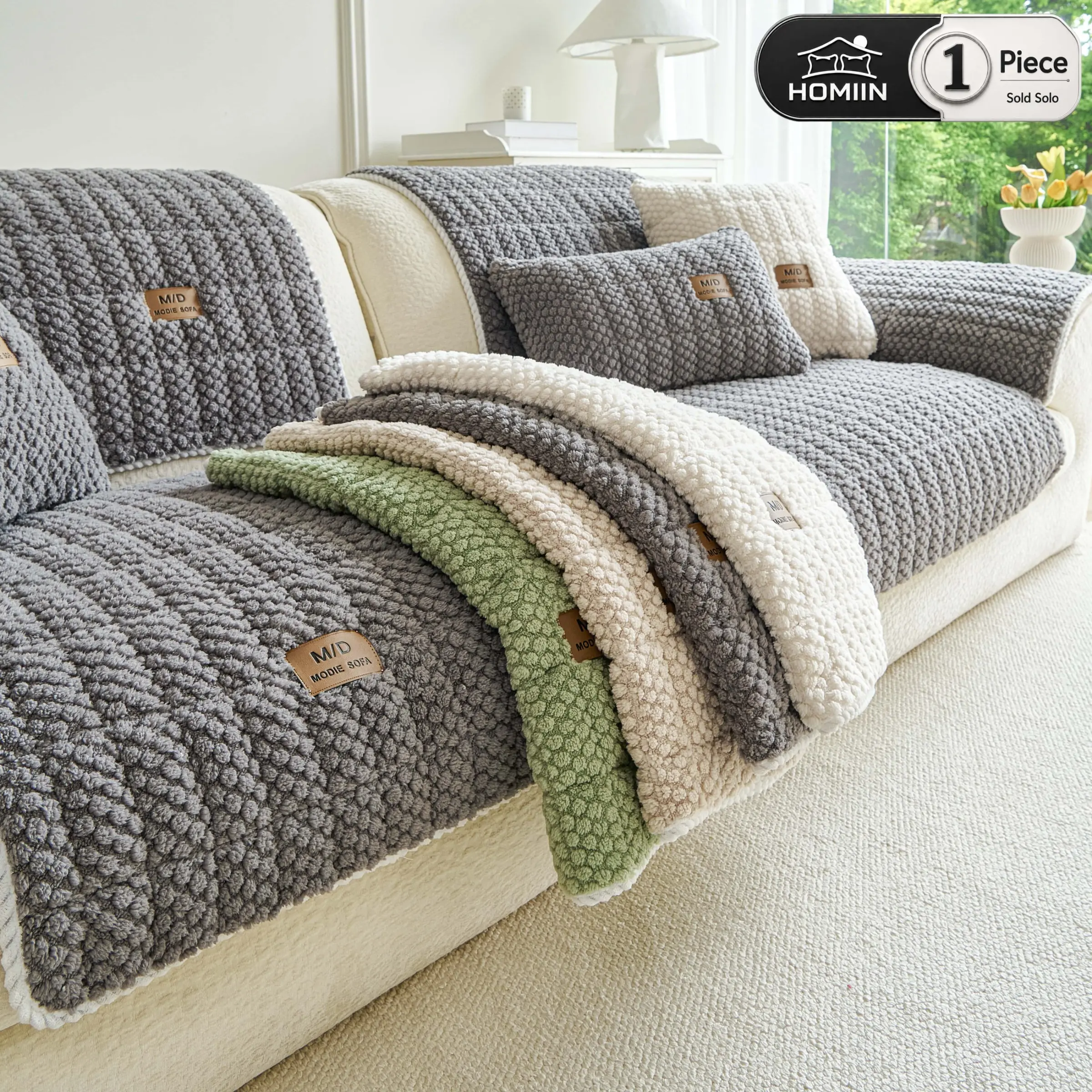 HOMIN-Plush Couch Cover For Sofa, Soft Sofa Cover, Washable Sofa Slipcover, Non-Slip Pet-Friendly Sofa Protector 1 Piece , Cozy Couch Covers for Sofa, Furniture Cover for Sectional, Loveseat & 1-4 Seater Couch, Bed, Rug and Dog Bed