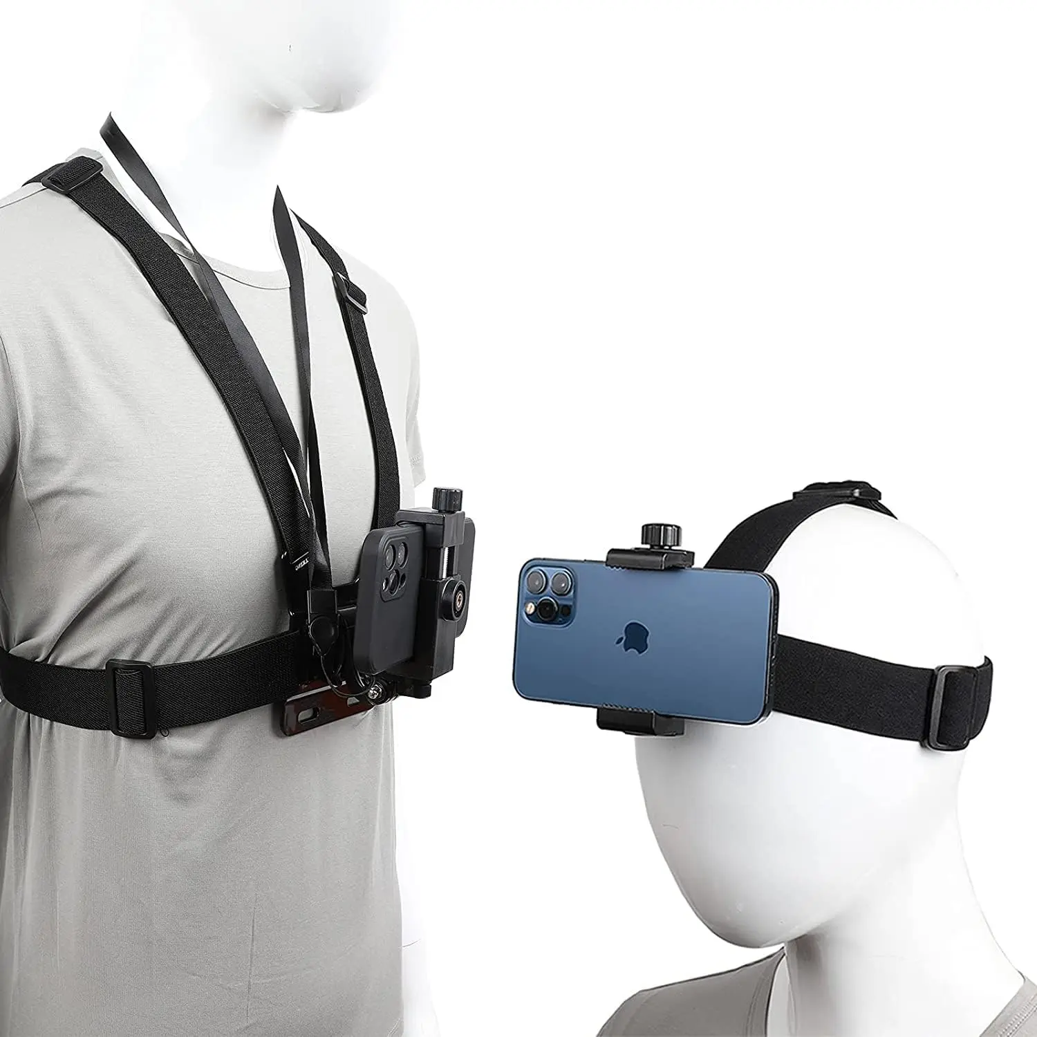 Mobile Phone Chest Strap Harness Mount Head Strap Holder Kit  POV/VLOG,Cell Phone Clip  with iPhone,Samsung,GoPro Hero 9, 8,7, 6, 5, 4, 3,2, 1,AKASO,DJI Osmo,and Action Cameras-