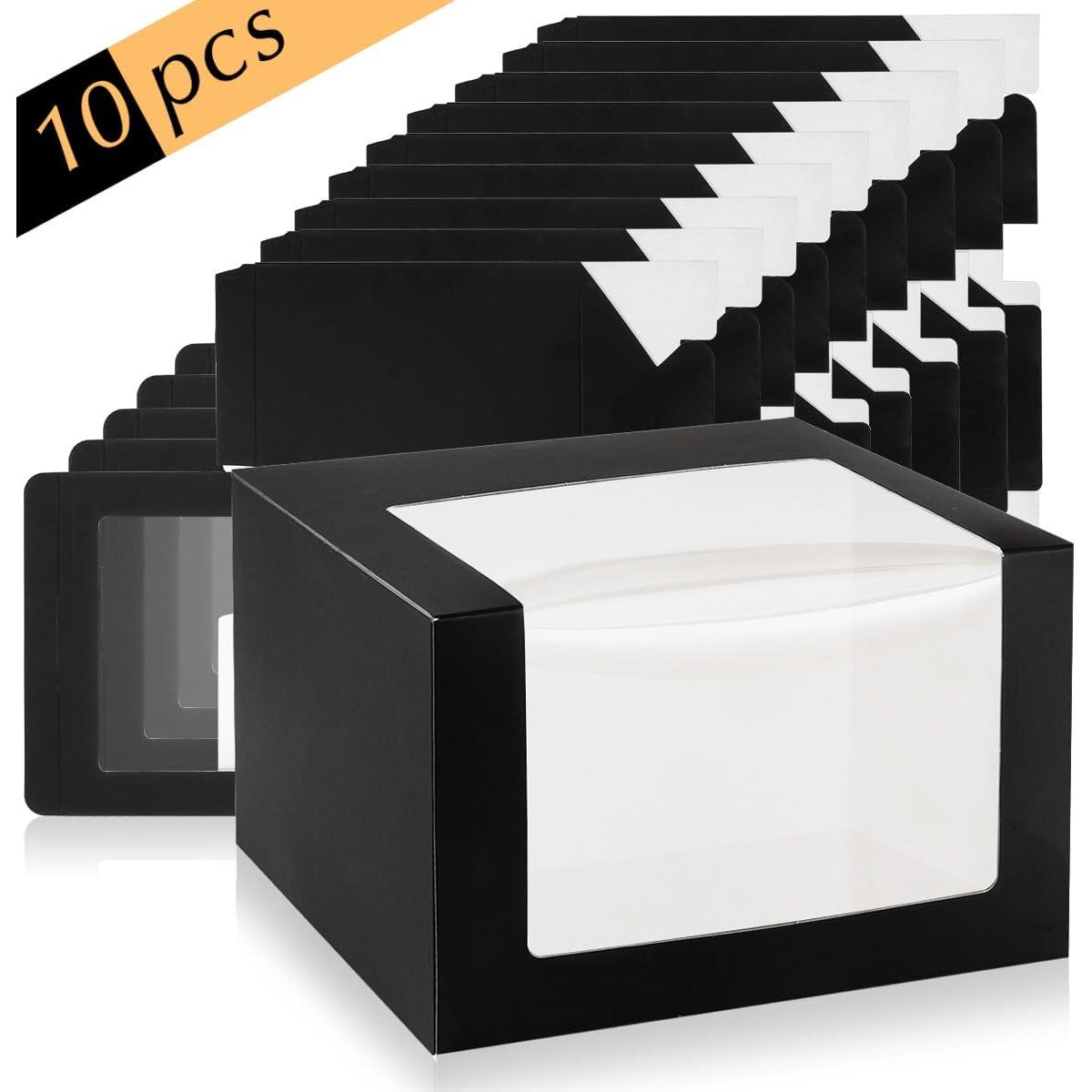 Black  Boxes with Window Display for Hat Storage Containter for Baseball Caps (Fitted, Snapbacks, Trucker) 7.8" x 7.8" x 4.8", 10 Pack
