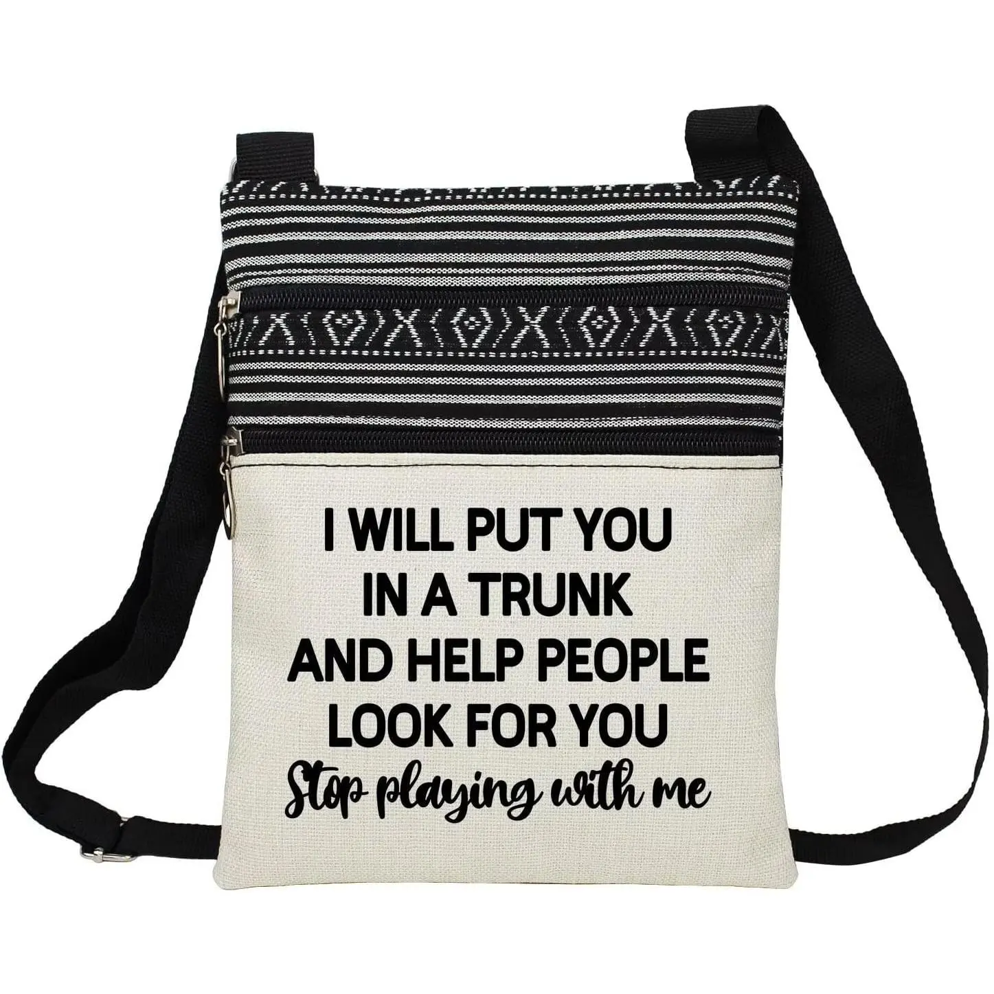 Put You In A Trunk Funny Messenger Bag Small Ethnic  Printed Adjustable Strap Crossbody Zipper Bag Funny Slogan Phone Bag Wallet Cute  Handbag for Women