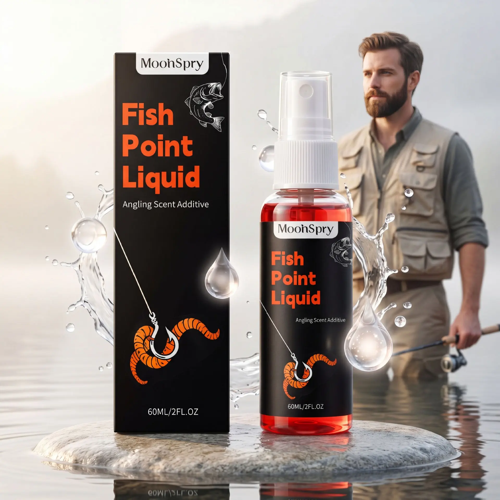 Fish Attractant Spray ( Worm Bait), Portable Sweet Fish Bait, Wild Fishing Lure Agent, Effective Fish Catching Aid, Easy to Use, Fish Attractant Liquid
