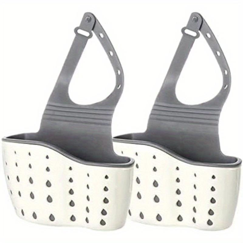 2 Pack Adjustable Sink Sponge Holder with Hanging Strap, Multifunctional Drainage Basket, Kitchen & Bathroom Organizer Storage Rack