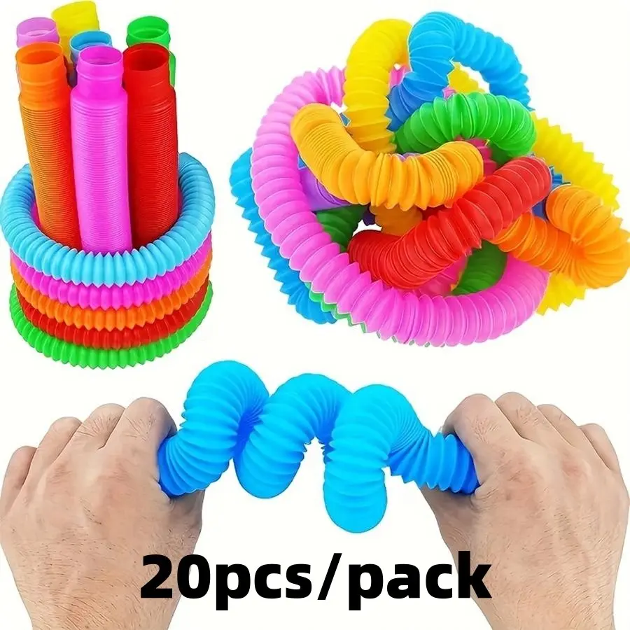 20 Sensory Pop Tubes Toys for Youngsters - Colorful Decompressing Toy for Fine Motor Skills - Unique Basket Filler - Randomized Colors