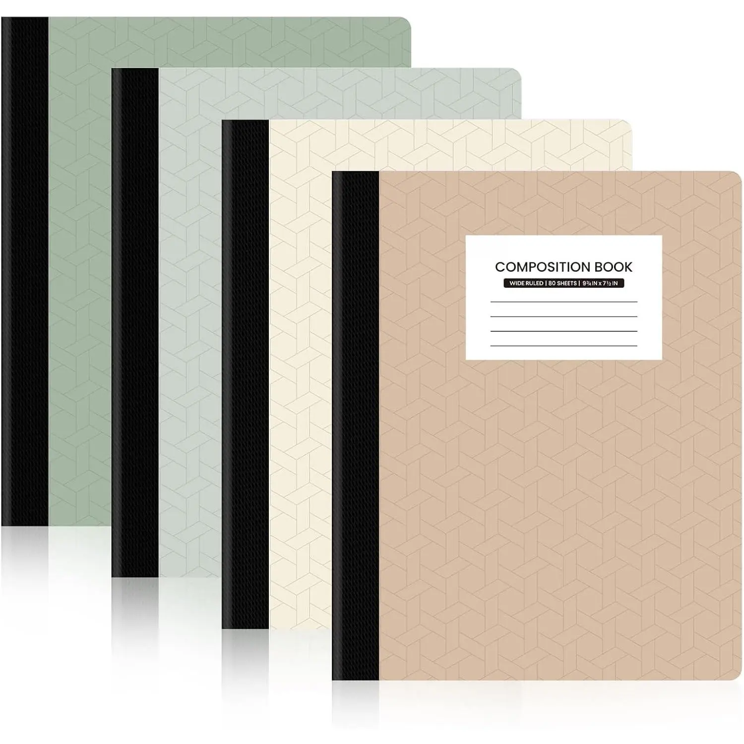 Morandi Colors Wide Ruled Writing Composition Notebooks & Writing Pads, 4-Pack, 9.75in x 7.5in, 80 Sheets/160 Pages, School & Office Stationery Supplies, Writing Pad