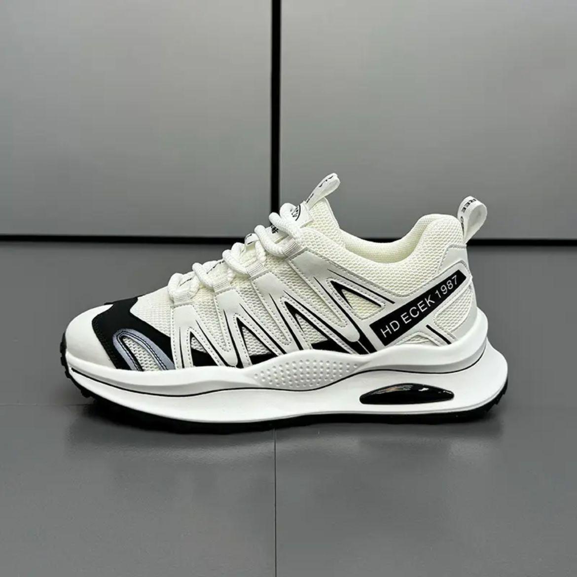 Men's thick-soled sneakers, height-enhancing, comfortable, lightweight, trendy shoes, color-blocked, low-top, lace-up, mesh, breathable men's shoes