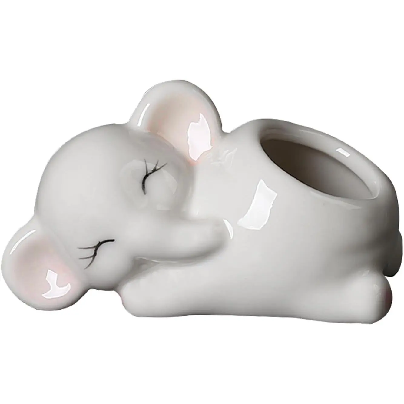 Elephant Planter,Mini Elephant Succulent Pots  Planter Elephant   Pot/Modern White Ceramic Succulent Planter Pots/ Flower  Containers  Decor (White)